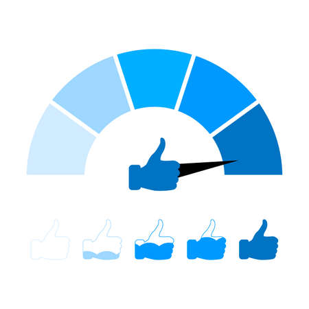 Social media indicator, like chart kit, measurement of popularity. Vector illustration. Popularity...