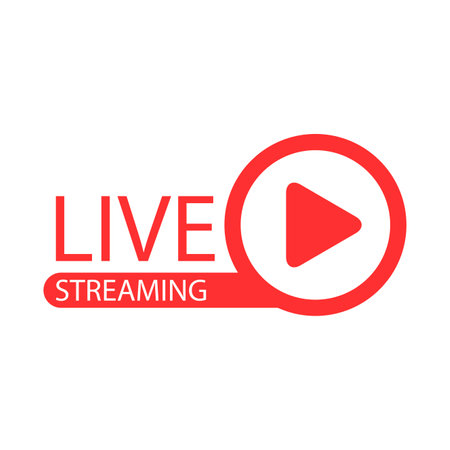 Live streaming banner label, online broadcasting badge. vector illustration.のイラスト素材