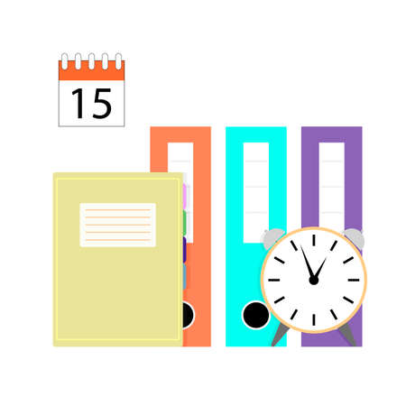 Organization of time and schedule concept, business management process. vector illustration. Office team plan, Template optimization, professional meeting, deadline goal, employee eventのイラスト素材