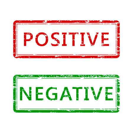 Rubber stamp positive and negative result of test, exam or diagnose of laboratory report. vector illustration. Teのイラスト素材