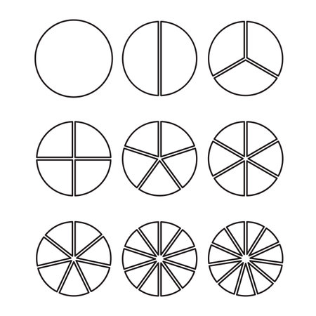 Pie chart or graphic, precieuse part of circle infographic. vector illustration. Business pie, circular icon, data step section, set progress, isolated document statistics, finance info processのイラスト素材