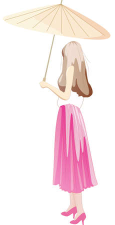 girl holding an umbrellaのイラスト素材