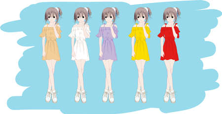 Standing anime girlのイラスト素材