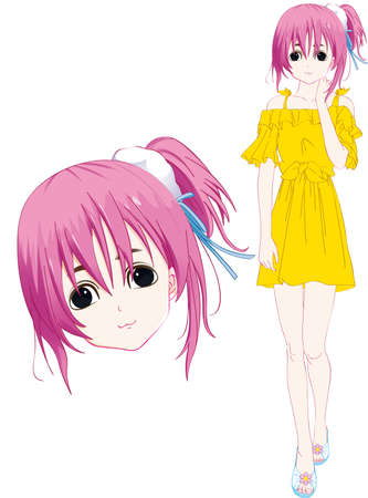 Standing anime girlのイラスト素材