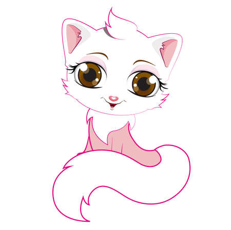 White cat cartoonのイラスト素材