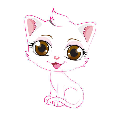 White cat cartoonのイラスト素材