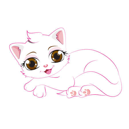 White cat cartoonのイラスト素材