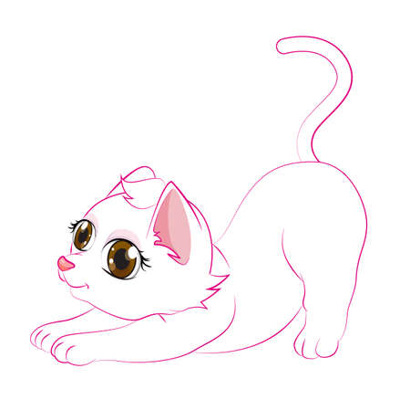 White cat cartoonのイラスト素材