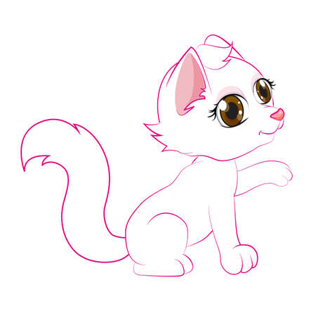 Lovely white cartoon catのイラスト素材
