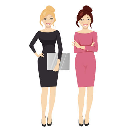 Two young businesswoman figuresのイラスト素材