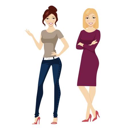 Two young standing professional womenのイラスト素材