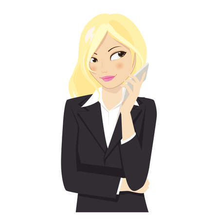 A young woman with a mobile phoneのイラスト素材