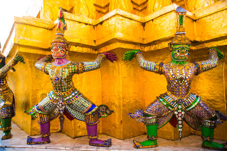 Religious monument at the temple which is located in the capital of Thailand in Bangkok cityの写真素材