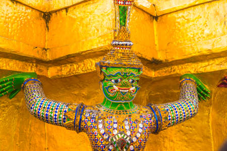 Religious monument at the temple which is located in the capital of Thailand in Bangkok cityの写真素材