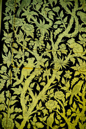 A fragment of decoration of the temple with a Golden imageの写真素材