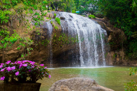 The landscape of Dalat, water flowing over rocksの写真素材