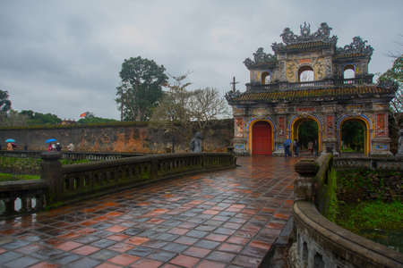 Old building with colorful decor, ancient walls and archesの写真素材