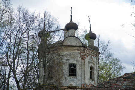 Old ruined Church in Russiaの写真素材