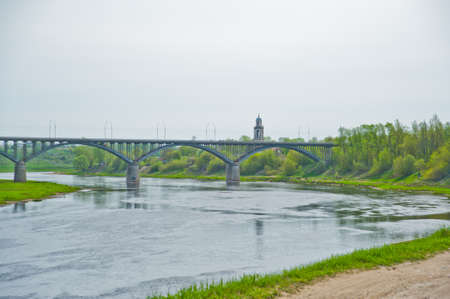 Brick religious building in the small village, located on restaurant.The Town Of Ostashkov.の写真素材