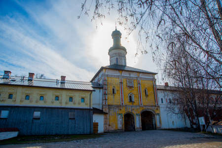 Old Orthodox religious buildings on the background of blue skyの写真素材