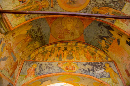 Old Orthodox religious buildings on the background of blue skyの写真素材