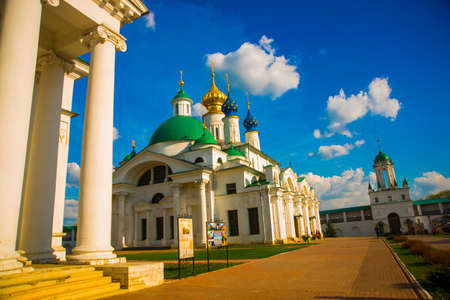 Beautiful vintage Orthodox religious structures on the background of blue sky.Spring Sun.