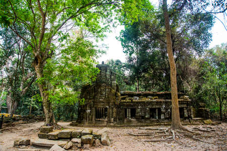 Ancient temples in the ancient city of Angkor in Cambodia.の写真素材