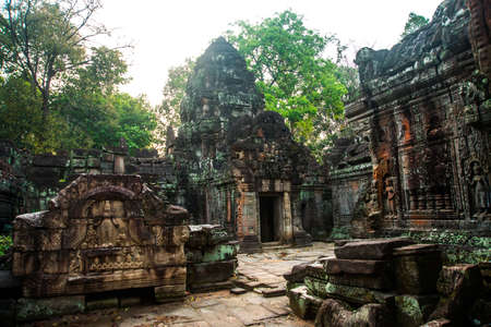 Ancient temples in the ancient city of Angkor in Cambodia.の写真素材