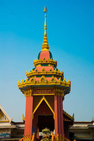 Ancient Buddhist temples with gold in a small town in Thailand. Nakhon Ratchasima.の写真素材