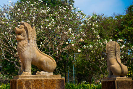 Siemreap,Cambodia, stone sculpture animals.の写真素材