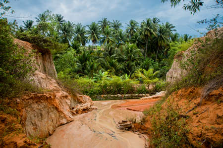 Fairy Stream (Suoi Tien), Mui Ne, Vietnam. One of the tourist attractions in Mui Ne.Beautiful mountains and waterの写真素材