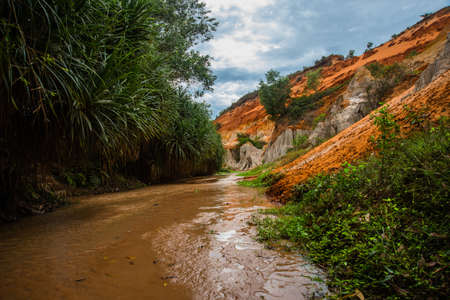 Fairy Stream (Suoi Tien), Mui Ne, Vietnam. One of the tourist attractions in Mui Ne.Beautiful mountains and waterの写真素材