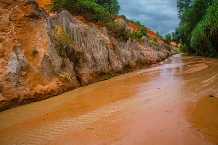 Fairy Stream (Suoi Tien), Mui Ne, Vietnam. One of the tourist attractions in Mui Ne.Beautiful mountains and waterの写真素材