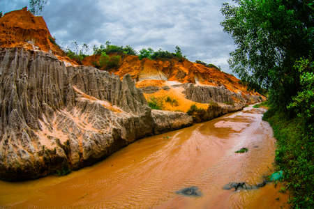 Fairy Stream (Suoi Tien), Mui Ne, Vietnam. One of the tourist attractions in Mui Ne.Beautiful mountains and waterの写真素材