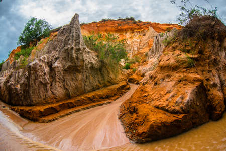 Fairy Stream (Suoi Tien), Mui Ne, Vietnam. One of the tourist attractions in Mui Ne.Beautiful mountains and waterの写真素材