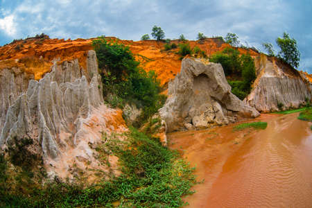 Fairy Stream (Suoi Tien), Mui Ne, Vietnam. One of the tourist attractions in Mui Ne.Beautiful mountains and waterの写真素材
