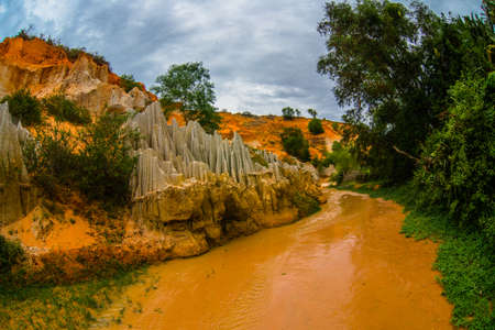 Fairy Stream (Suoi Tien), Mui Ne, Vietnam. One of the tourist attractions in Mui Ne.Beautiful mountains and waterの写真素材