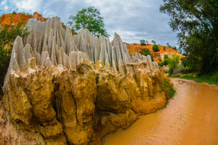 Fairy Stream (Suoi Tien), Mui Ne, Vietnam. One of the tourist attractions in Mui Ne.Beautiful mountains and waterの写真素材