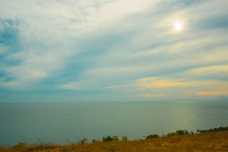 yellow sand background and decoration  of sea sky.Vietnam