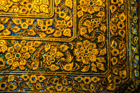 Wat Pho or Wat Phra Chetuphon,the Temple of the Reclining Buddha in Bangkok of Thailand.Wat Pho, Temple of Reclining Buddha.Ornament gold textureの写真素材