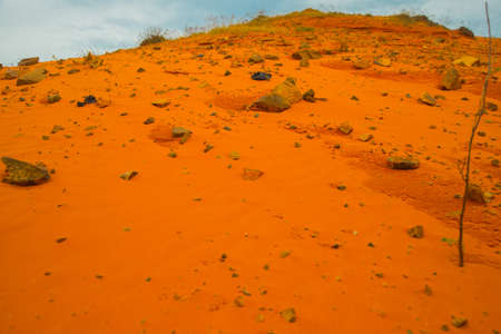 Yellow sand and decoration  of sea sky.Vietnamの写真素材