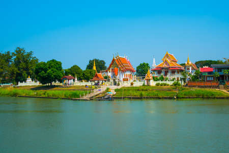 Religious buildings near the river.Ayutthaya, Thailand.Asia.の写真素材