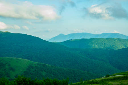 The peaks of blue-green mountains against the sky,the summer.Gelendzhik.Russia.の写真素材