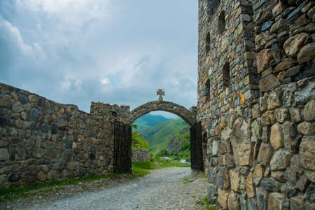 The monastery of stone, an old Church in the mountains. Alan Svyato-Uspensky monastery, which is located in Fiagdon. This is the highest Orthodox monastery in Russia.Hidixys.の写真素材