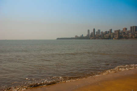 Could. Sea. Skyscrapers. Mumbai capital of India, skyline beach, sceneの写真素材