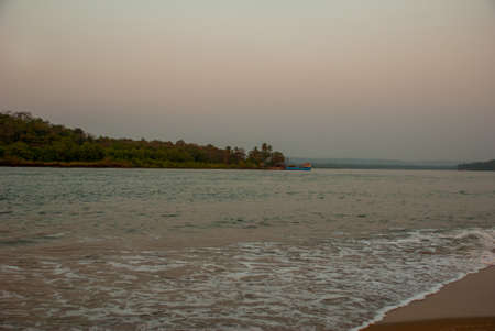 Beautiful evening landscape, twilight of the sea. Goa state, India.の写真素材
