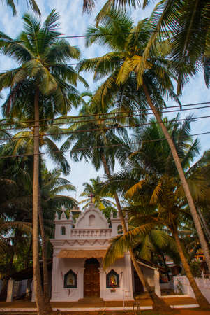Catholic Church of the white color in Goa. Arambol. India.の写真素材