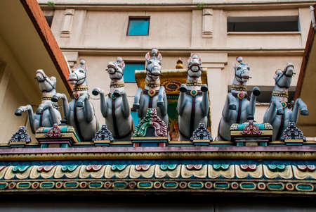 Beautiful Indian temple. Architectural fragment, a detail. Kuala Lumpur, Malaysia.の写真素材