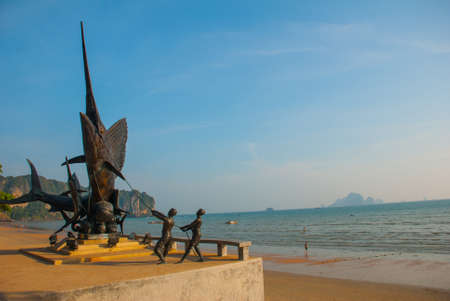 A huge monument to the fish, fish pulled people from the water. Krabi, Ao Nang, Thailand.の写真素材