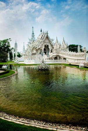 Beautiful Wat Rong Khun, aka The White Temple, in Chiang Rai, Thailand.